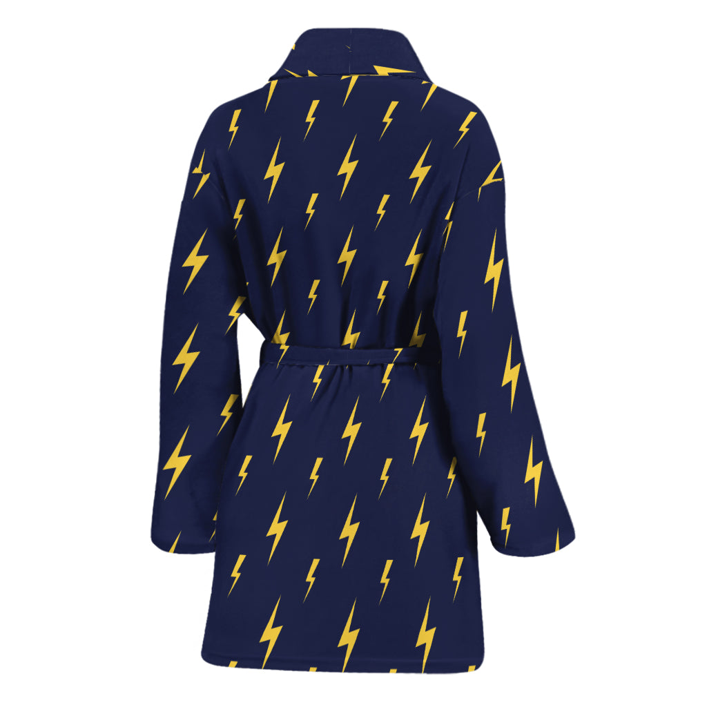 Yellow Lightning Bolts Pattern Print Women's Bathrobe