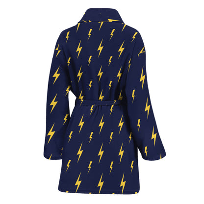Yellow Lightning Bolts Pattern Print Women's Bathrobe