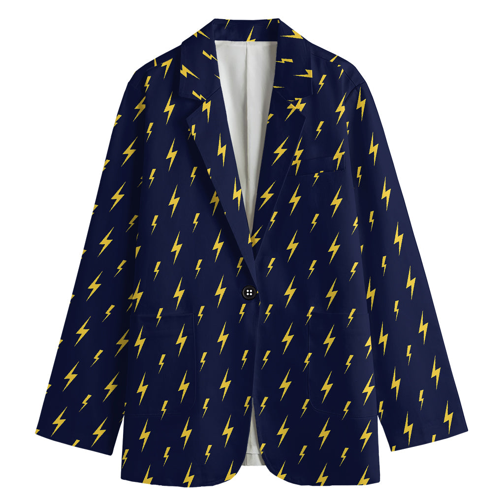 Yellow Lightning Bolts Pattern Print Women's Blazer