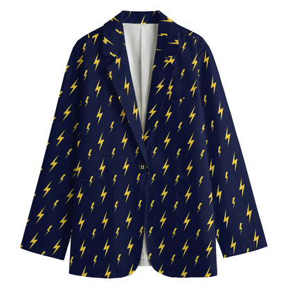 Yellow Lightning Bolts Pattern Print Women's Blazer