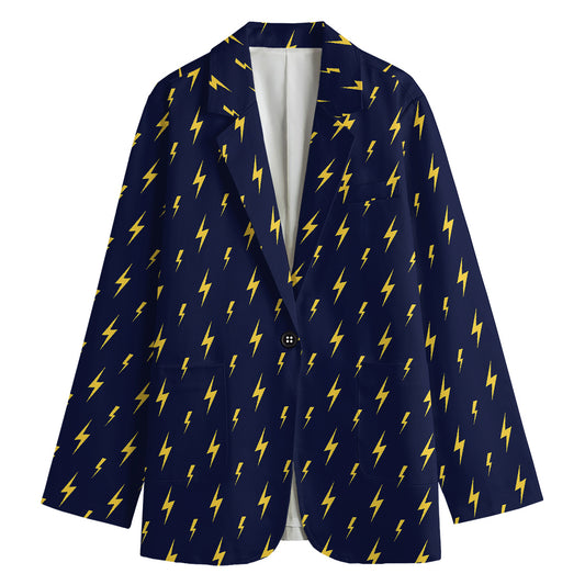 Yellow Lightning Bolts Pattern Print Women's Blazer
