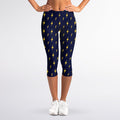 Yellow Lightning Bolts Pattern Print Women's Capri Leggings