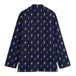 Yellow Lightning Bolts Pattern Print Women's Cotton Blazer