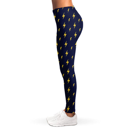 Yellow Lightning Bolts Pattern Print Women's Leggings