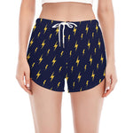 Yellow Lightning Bolts Pattern Print Women's Split Running Shorts