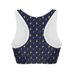 Yellow Lightning Bolts Pattern Print Women's Sports Bra