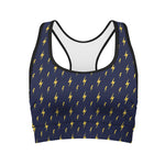 Yellow Lightning Bolts Pattern Print Women's Sports Bra