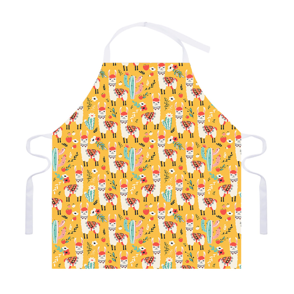 Yellow Llama Pattern Print Adjustable Apron