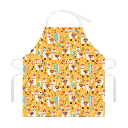 Yellow Llama Pattern Print Adjustable Apron