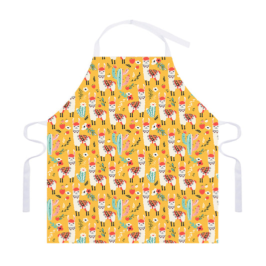 Yellow Llama Pattern Print Adjustable Apron