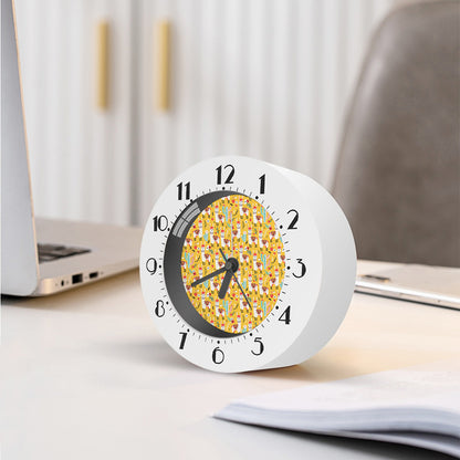 Yellow Llama Pattern Print Alarm Clock