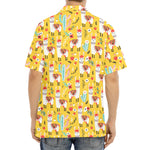 Yellow Llama Pattern Print Aloha Shirt