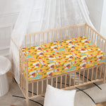 Yellow Llama Pattern Print Baby Crib Sheet