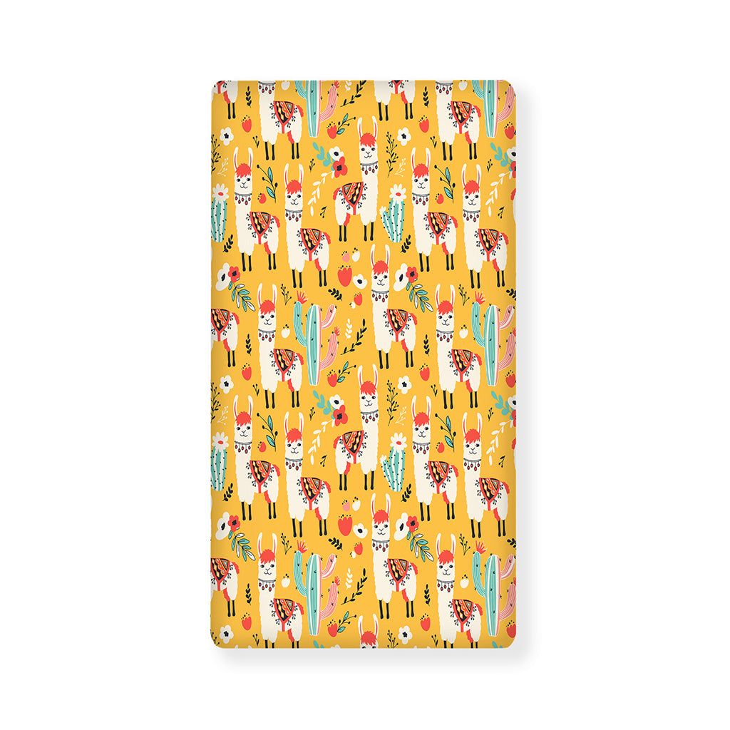 Yellow Llama Pattern Print Baby Crib Sheet