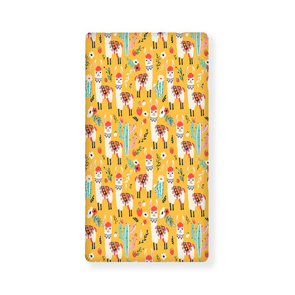 Yellow Llama Pattern Print Baby Crib Sheet