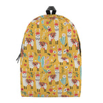 Yellow Llama Pattern Print Backpack