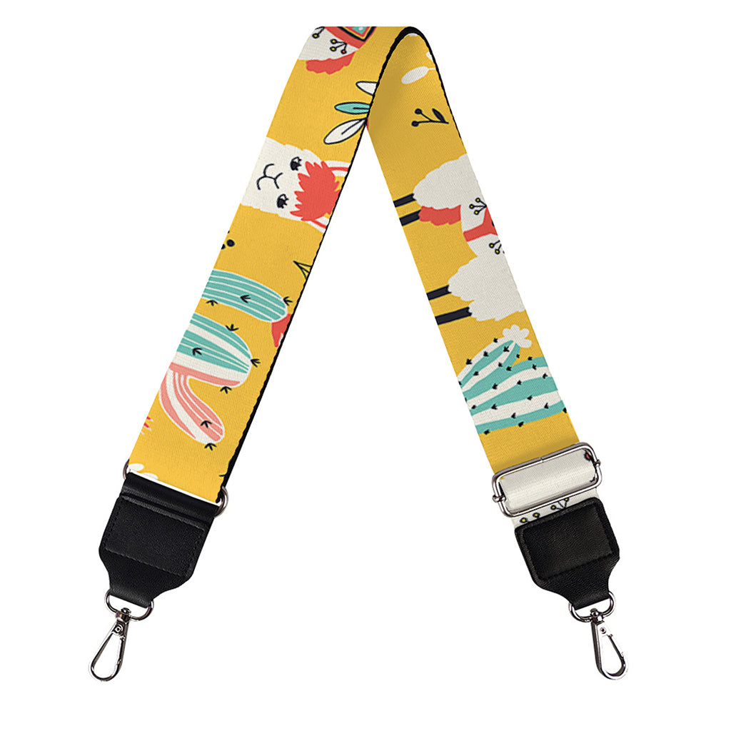 Yellow Llama Pattern Print Bag Strap