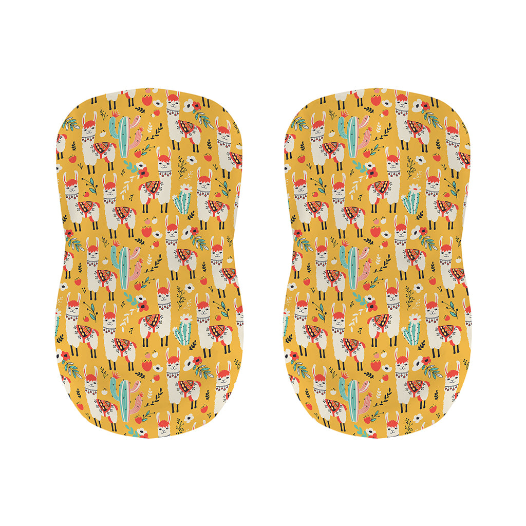 Yellow Llama Pattern Print Bar Stool Covers