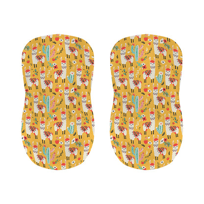 Yellow Llama Pattern Print Bar Stool Covers