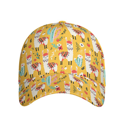 Yellow Llama Pattern Print Baseball Cap