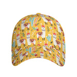 Yellow Llama Pattern Print Baseball Cap