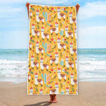 Yellow Llama Pattern Print Beach Towel