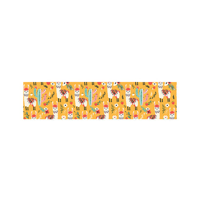 Yellow Llama Pattern Print Bed Runner