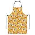 Yellow Llama Pattern Print Bib Apron With Pocket