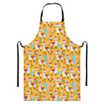 Yellow Llama Pattern Print Bib Apron With Pocket