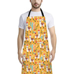 Yellow Llama Pattern Print Bib Apron With Pocket