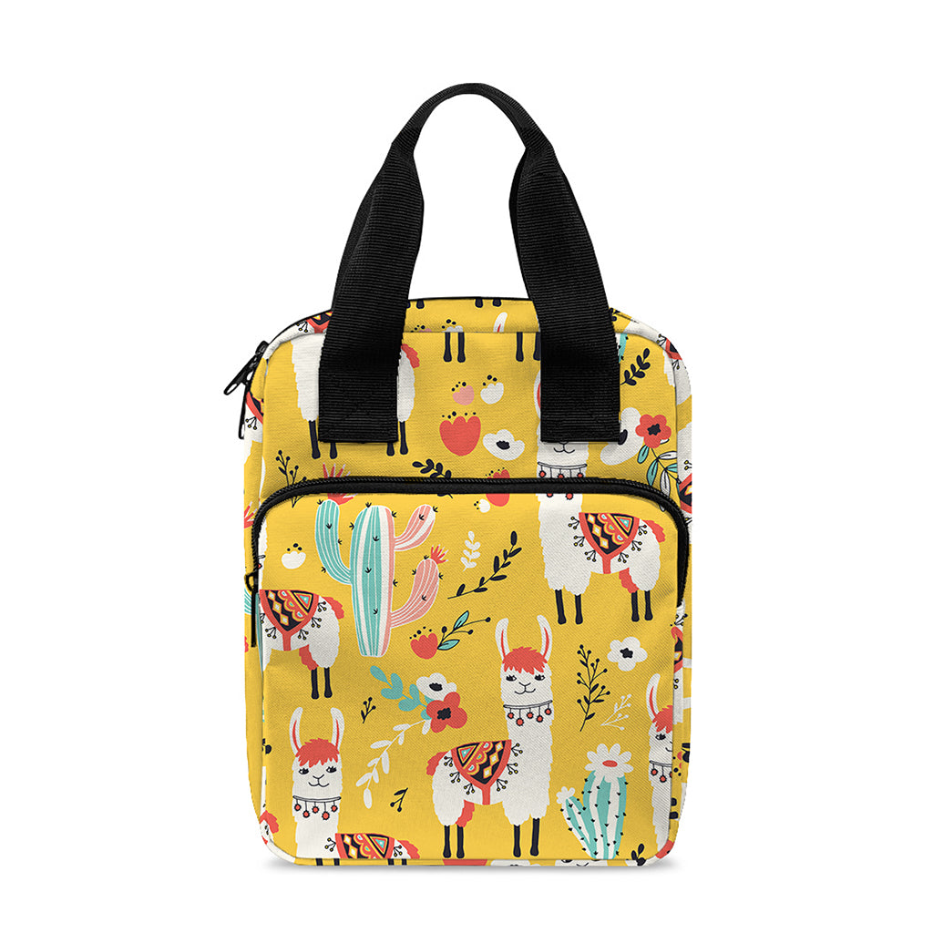 Yellow Llama Pattern Print Bible Tote Bag