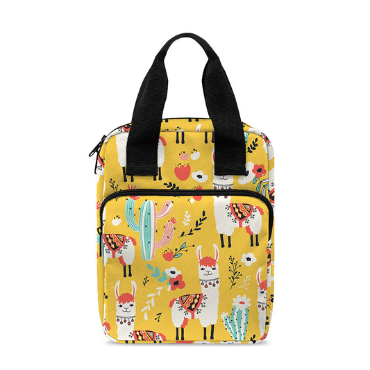 Yellow Llama Pattern Print Bible Tote Bag