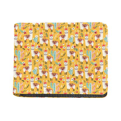 Yellow Llama Pattern Print Bifold Wallet