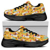 Yellow Llama Pattern Print Black Chunky Shoes