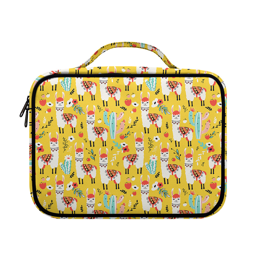 Yellow Llama Pattern Print Briefcase Bible Bag