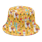 Yellow Llama Pattern Print Bucket Hat