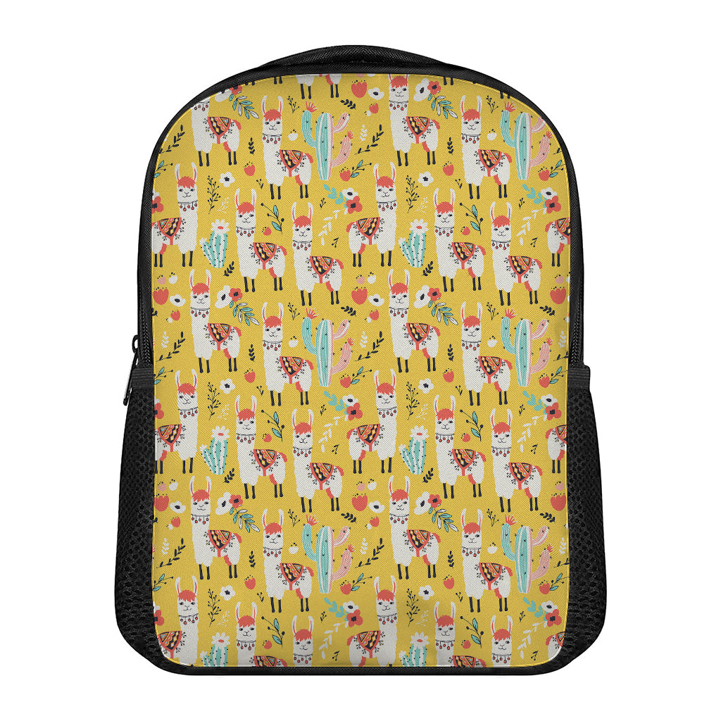 Yellow Llama Pattern Print Casual Backpack