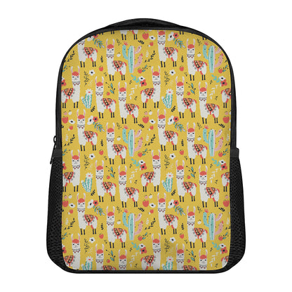 Yellow Llama Pattern Print Casual Backpack