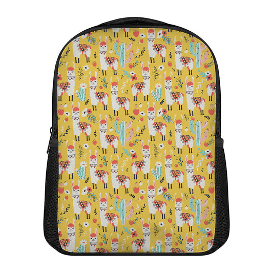 Yellow Llama Pattern Print Casual Backpack