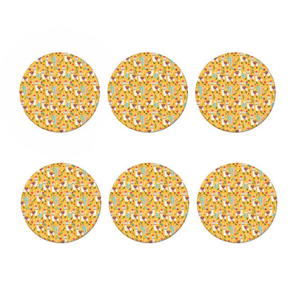 Yellow Llama Pattern Print Coaster Set