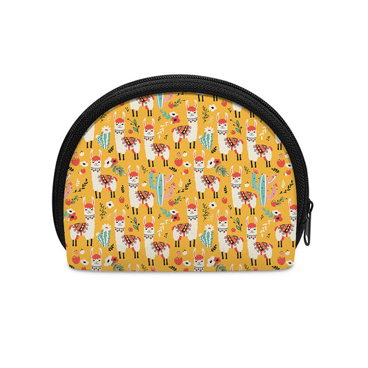 Yellow Llama Pattern Print Coin Purse