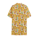Yellow Llama Pattern Print Cotton Hawaiian Shirt