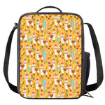 Yellow Llama Pattern Print Crossbody Lunch Bag