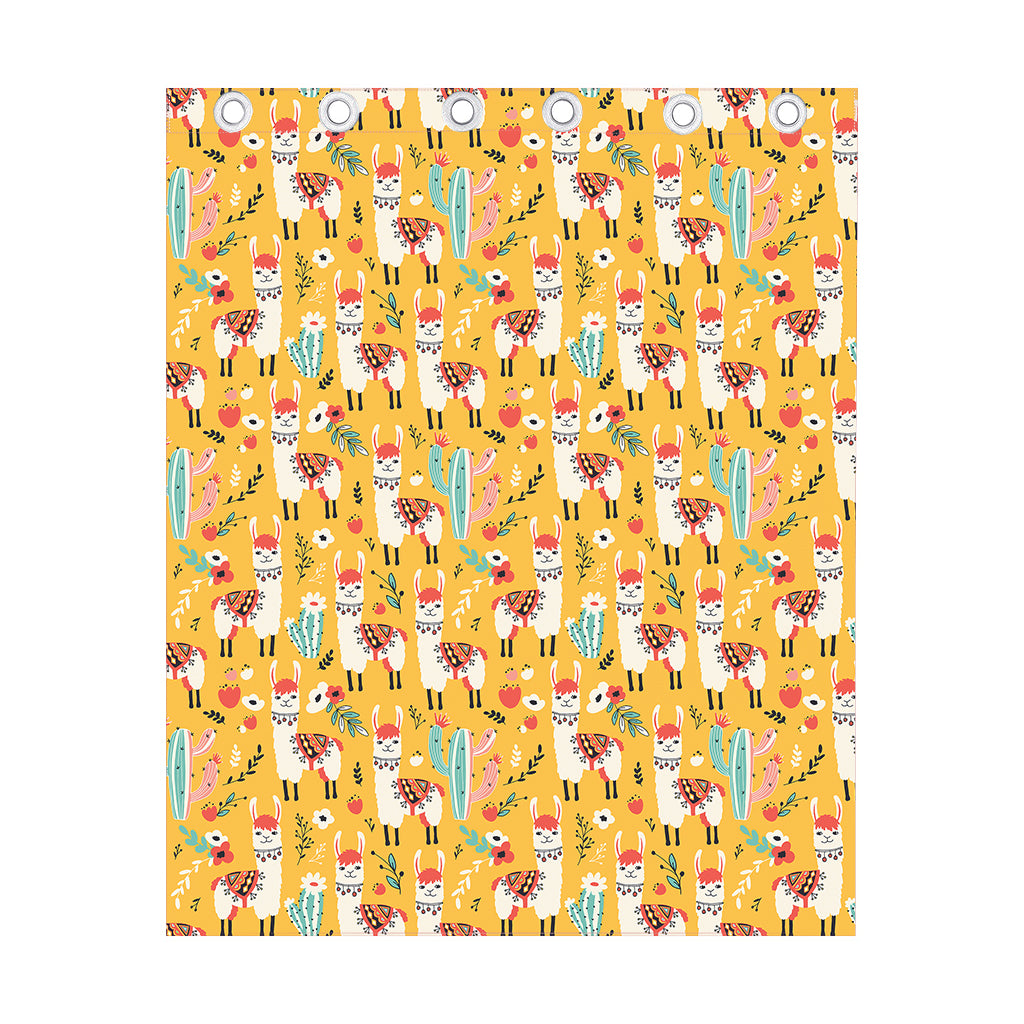 Yellow Llama Pattern Print Curtain