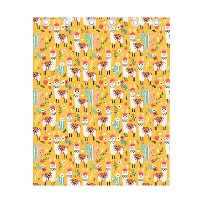Yellow Llama Pattern Print Curtain