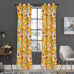 Yellow Llama Pattern Print Curtain