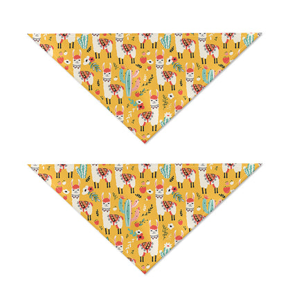 Yellow Llama Pattern Print Dog Bandana