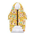 Yellow Llama Pattern Print Dog Zip Up Hoodie