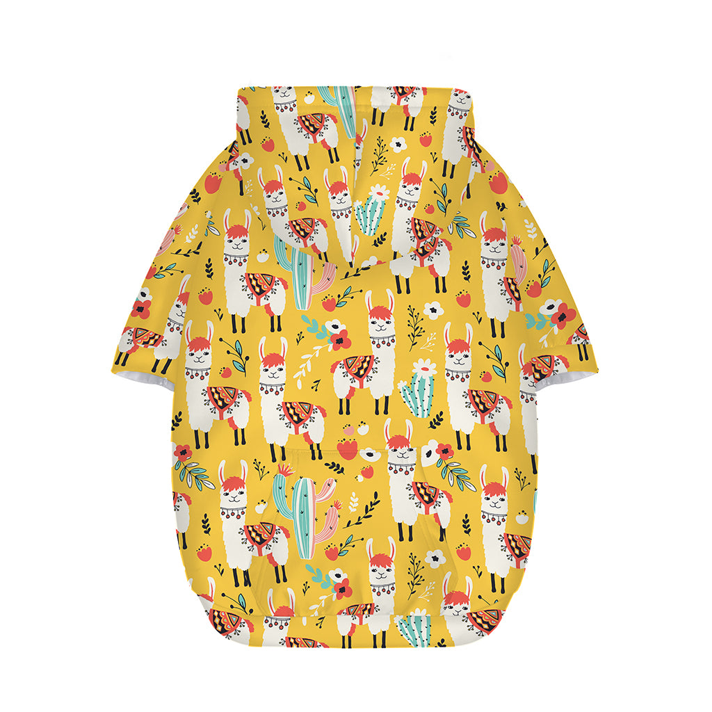 Yellow Llama Pattern Print Dog Zip Up Hoodie
