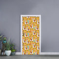 Yellow Llama Pattern Print Door Sticker